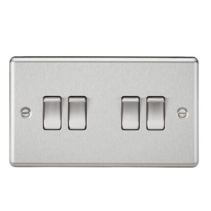 Knightsbridge 10AX 4G 2 Way Plate Switch – Rounded Edge Brushed Chrome CL41BC - West Midland Electrics | CCTV & Electrical Wholesaler