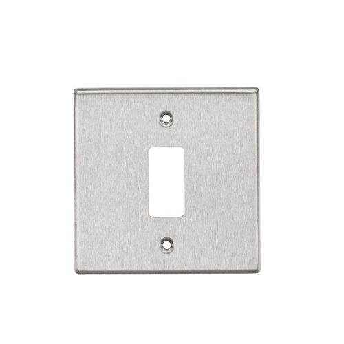 Knightsbridge 1G Grid Faceplate – Square Edge Brushed Chrome GDCS1BC - West Midland Electrics | CCTV & Electrical Wholesaler