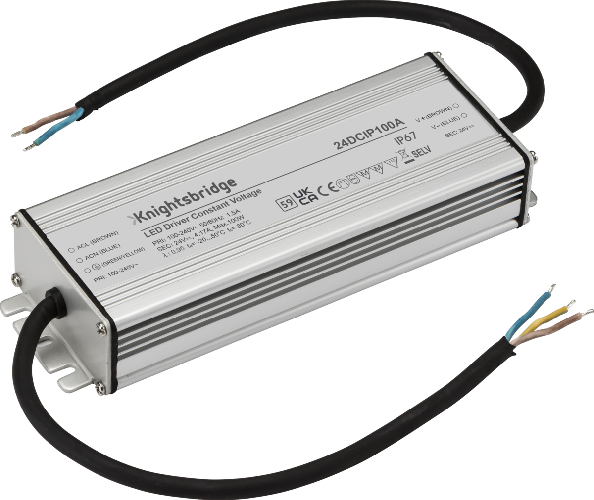 Knightsbridge 24V IP67 100W DC LED Driver – Constant Voltage 24DCIP100A - West Midland Electrics | CCTV & Electrical Wholesaler
