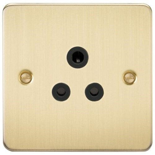 Knightsbridge Flat Plate 5A unswitched socket – brushed brass with black insert FP5ABB - West Midland Electrics | CCTV & Electrical Wholesaler