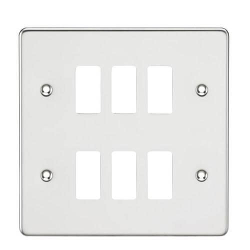 Knightsbridge Flat plate 6G grid faceplate – polished chrome GDFP006PC - West Midland Electrics | CCTV & Electrical Wholesaler 3