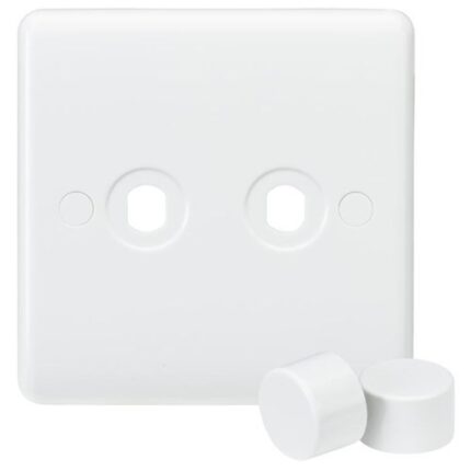 Knightsbridge Curved Edge 2G Dimmer Plate with 2 Matching Dimmer Caps CU2DIM - West Midland Electrics | CCTV & Electrical Wholesaler