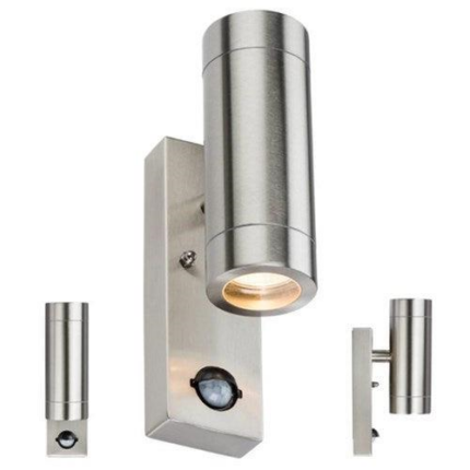 Knightsbridge 230V IP44 2 X GU10 Stainless Steel Up/Down Wall Light with Pir WALL4LSS - West Midland Electrics | CCTV & Electrical Wholesaler 5