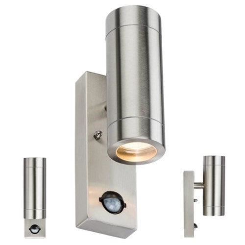 Knightsbridge 230V IP44 2 X GU10 Stainless Steel Up/Down Wall Light with Pir WALL4LSS - West Midland Electrics | CCTV & Electrical Wholesaler 3