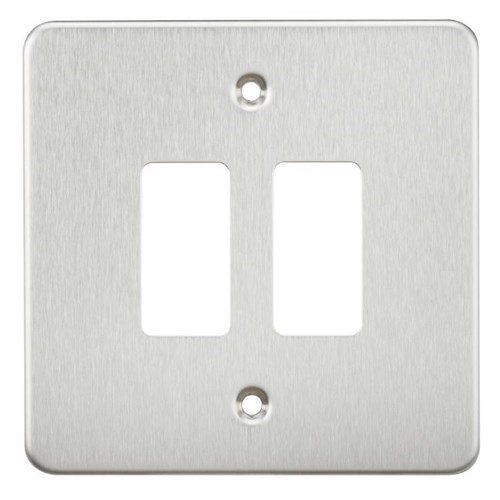 Knightsbridge Flat plate 2G grid faceplate – brushed chrome GDFP002BC - West Midland Electrics | CCTV & Electrical Wholesaler