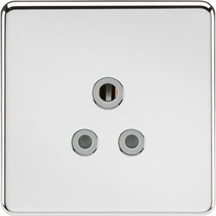Knightsbridge Screwless 5A Unswitched Socket – Polished Chrome with Grey Insert SF5APCG - West Midland Electrics | CCTV & Electrical Wholesaler
