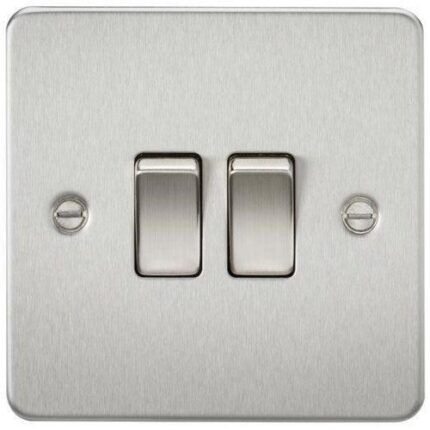 Knightsbridge Flat Plate 10AX 2G 2-way switch – brushed chrome FP3000BC - West Midland Electrics | CCTV & Electrical Wholesaler 5