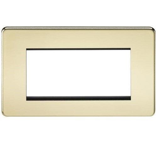 Knightsbridge Screwless 4G Modular Faceplate – Polished Brass SF4GPB - West Midland Electrics | CCTV & Electrical Wholesaler