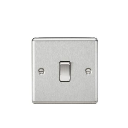 Knightsbridge 20A 1G DP Switch – Rounded Edge Brushed Chrome CL834BC - West Midland Electrics | CCTV & Electrical Wholesaler