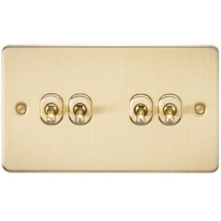 Knightsbridge Flat Plate 10AX 4G 2-way toggle switch – brushed brass FP4TOGBB - West Midland Electrics | CCTV & Electrical Wholesaler 5