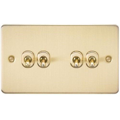 Knightsbridge Flat Plate 10AX 4G 2-way toggle switch – brushed brass FP4TOGBB - West Midland Electrics | CCTV & Electrical Wholesaler 3