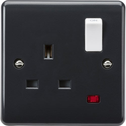Knightsbridge PM7000N 13A 1G DP switched socket with white rocker and neon [Part M compliant] - West Midland Electrics | CCTV & Electrical Wholesaler