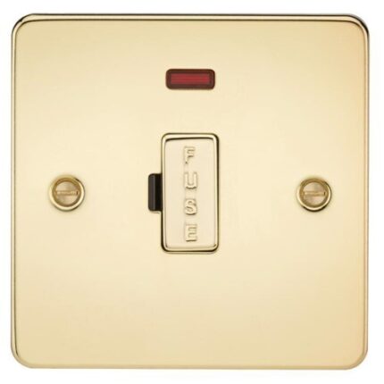 Knightsbridge Flat Plate 13A fused spur unit with neon – polished brass FP6000NPB - West Midland Electrics | CCTV & Electrical Wholesaler 3