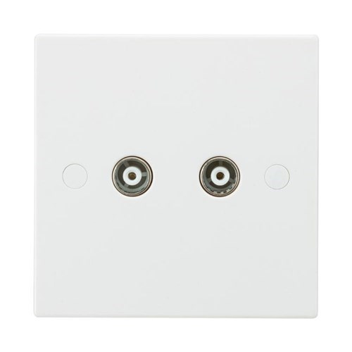 Knightsbridge Twin Coax TV Outlet (non-isolated) SN0110 - West Midland Electrics | CCTV & Electrical Wholesaler