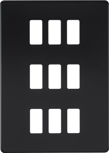 Knightsbridge Screwless 9G grid faceplate – matt black GDSF009MB - West Midland Electrics | CCTV & Electrical Wholesaler