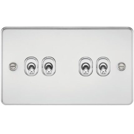 Knightsbridge Flat Plate 10AX 4G 2-way toggle switch – polished chrome FP4TOGPC - West Midland Electrics | CCTV & Electrical Wholesaler