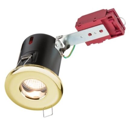 Knightsbridge 230V IP65 GU10 IC Fire-Rated Shower Downlight Brass VFRSHGICB - West Midland Electrics | CCTV & Electrical Wholesaler