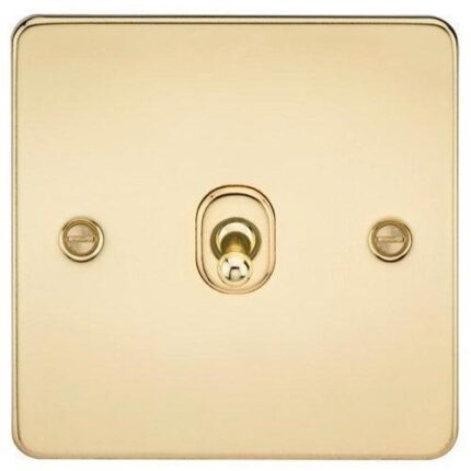 Knightsbridge Flat Plate 10AX 1G 2 Way Toggle Switch – Polished Brass FP1TOGPB - West Midland Electrics | CCTV & Electrical Wholesaler