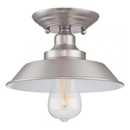 Westinghouse Iron Hill 22cm 1 Light Semi Flush Brushed Nickel Finish 63700 - West Midland Electrics | CCTV & Electrical Wholesaler