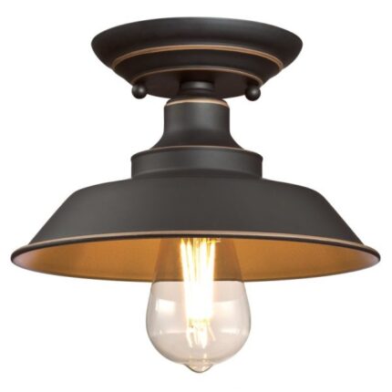 Westinghouse Iron Hill 22cm 1 Light Semi Flush Oil Rubbed Bronze Finish 63701 - West Midland Electrics | CCTV & Electrical Wholesaler