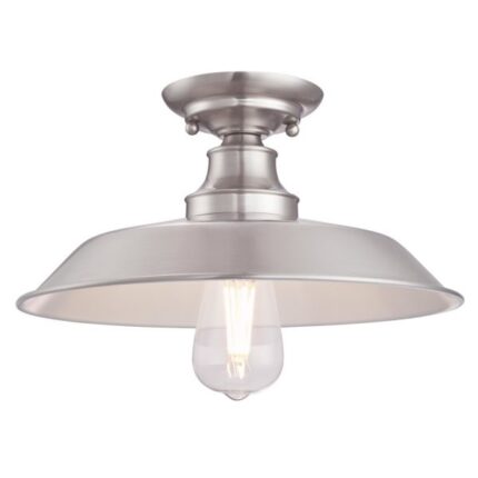 Westinghouse Iron Hill 30cm 1 Light Semi Flush Brushed Nickel Finish 63702 - West Midland Electrics | CCTV & Electrical Wholesaler