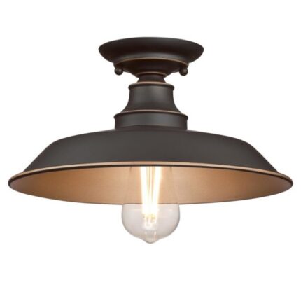 Westinghouse Iron Hill 30cm 1 Light Semi Flush Oil Rubbed Bronze Finish 63703 - West Midland Electrics | CCTV & Electrical Wholesaler