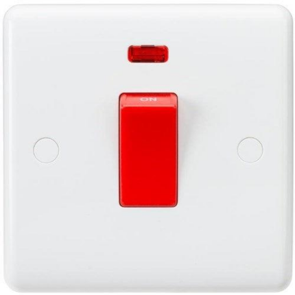 Knightsbridge Curved Edge 45A DP Switch with Neon (small) CU8331N - West Midland Electrics | CCTV & Electrical Wholesaler