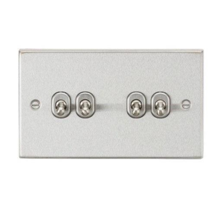 Knightsbridge 10AX 4G 2-Way Toggle Switch – Square Edge Brushed Chrome Finish CSTOG4BC - West Midland Electrics | CCTV & Electrical Wholesaler