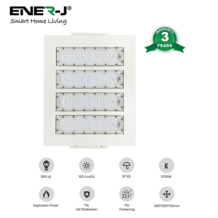 Ener-J 100W LED Canopy Light, 120 lm/W, IP65, 3 Years Warranty, 6500K T368 - West Midland Electrics | CCTV & Electrical Wholesaler