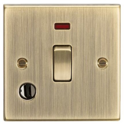 Knightsbridge 20A 1G DP Switch with Neon & Flex Outlet – Square Edge Antique Brass CS834FAB - West Midland Electrics | CCTV & Electrical Wholesaler 5