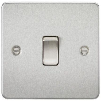 Knightsbridge Flat Plate 20A 1G DP switch – brushed chrome FP8341BC - West Midland Electrics | CCTV & Electrical Wholesaler