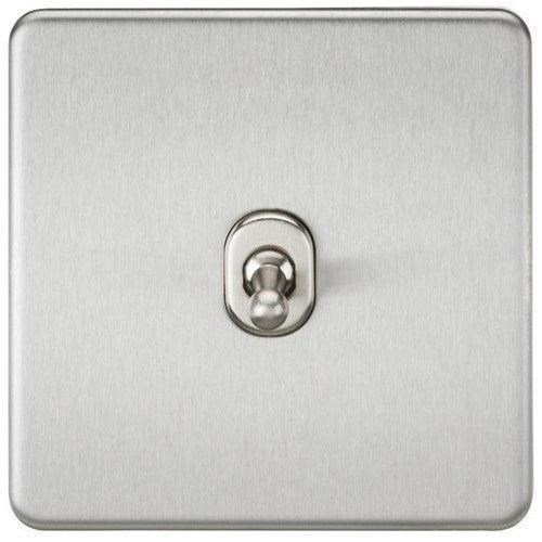 Knightsbridge Screwless 10AX 1G Intermediate Toggle Switch – Brushed Chrome SF12TOGBC - West Midland Electrics | CCTV & Electrical Wholesaler