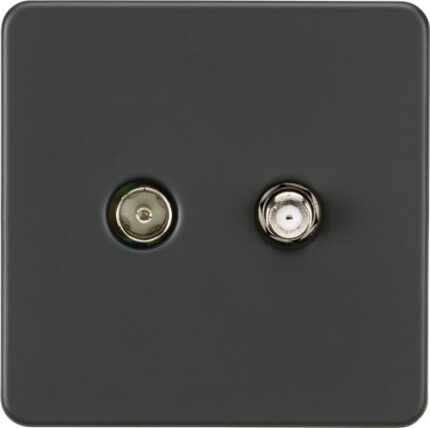 Knightsbridge Screwless TV & SAT TV Outlet (Isolated) – Anthracite SF0140AT - West Midland Electrics | CCTV & Electrical Wholesaler