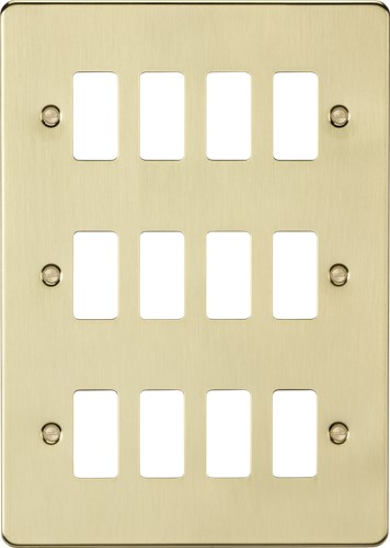 Knightsbridge 12G grid faceplate – brushed brass GDFP012BB - West Midland Electrics | CCTV & Electrical Wholesaler