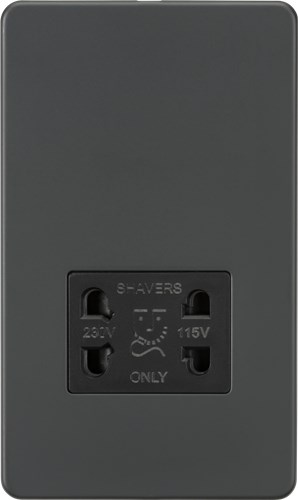 Knightsbridge Screwless 115V/230V Dual Voltage Shaver Socket – Anthracite SF8900AT - West Midland Electrics | CCTV & Electrical Wholesaler