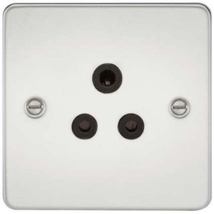 Knightsbridge Flat Plate 5A unswitched socket – polished chrome with black insert FP5APC - West Midland Electrics | CCTV & Electrical Wholesaler