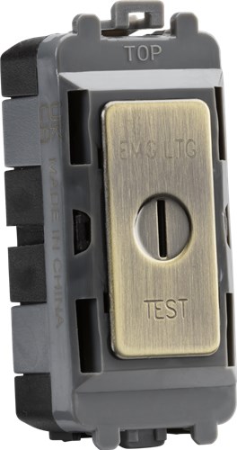 Knightsbridge 20AX DP key module (marked EMG LTG TEST”) – antique brass GDM008AB - West Midland Electrics | CCTV & Electrical Wholesaler