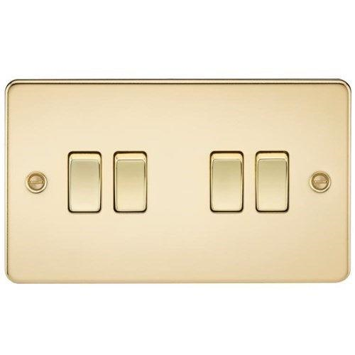 Knightsbridge Flat Plate 10AX 4G 2-way switch – polished brass FP4100PB - West Midland Electrics | CCTV & Electrical Wholesaler 3