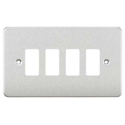 Knightsbridge Flat plate 4G grid faceplate – brushed chrome GDFP004BC - West Midland Electrics | CCTV & Electrical Wholesaler