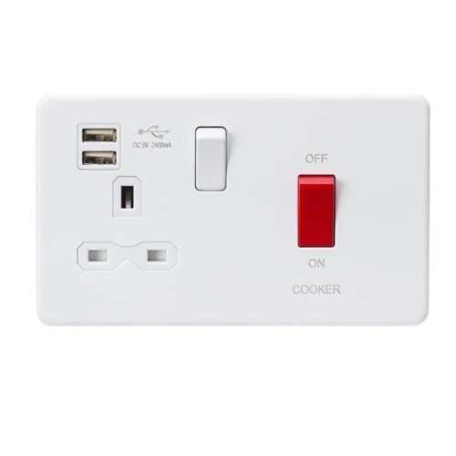 Knightsbridge 45a Dp Switch And 13a Switched Socket With Dual Usb Charger