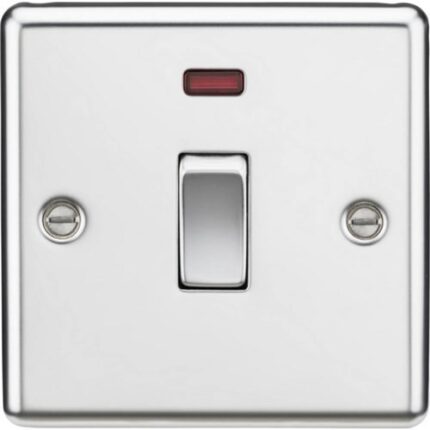 Knightsbridge 20A 1G DP Switch with Neon – Rounded Edge Polished Chrome CL834NPC - West Midland Electrics | CCTV & Electrical Wholesaler 3