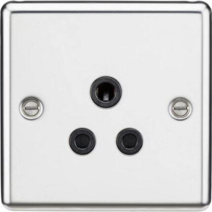 Knightsbridge 5A Unswitched Socket – Rounded Edge Polished Chrome Finish with Black Insert CL5APC - West Midland Electrics | CCTV & Electrical Wholesaler