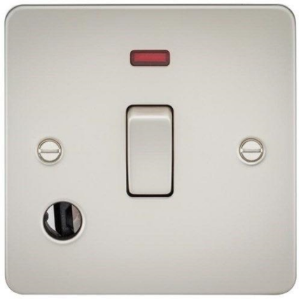 Knightsbridge Flat Plate 20A 1G DP switch with neon & flex outlet – pearl FP8341FPL - West Midland Electrics | CCTV & Electrical Wholesaler