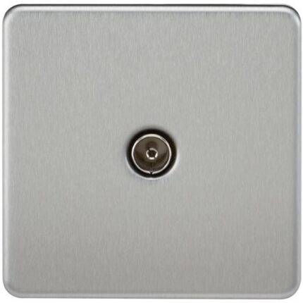 Knightsbridge Screwless 1G TV Outlet (Non-Isolated) – Brushed Chrome SF0100BC - West Midland Electrics | CCTV & Electrical Wholesaler