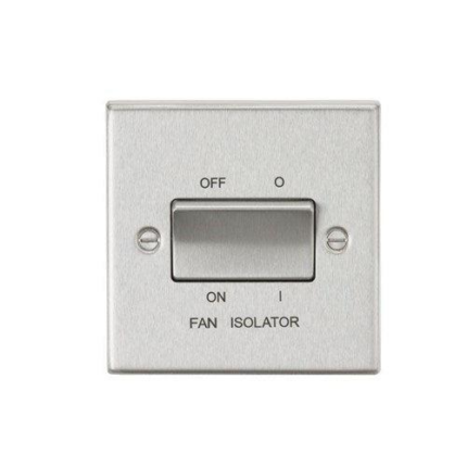 Knightsbridge 10AX 3 Pole Fan Isolator Switch – Square Edge Brushed Chrome CS11BC - West Midland Electrics | CCTV & Electrical Wholesaler