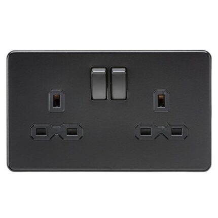 Knightsbridge Screwless 13A 2G DP switched socket – matt black with black insert SFR9000MBB - West Midland Electrics | CCTV & Electrical Wholesaler 5