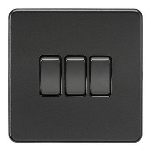 Knightsbridge Screwless 10AX 3G 2-Way Switch – Matt Black with black rockers SF4000MBB - West Midland Electrics | CCTV & Electrical Wholesaler
