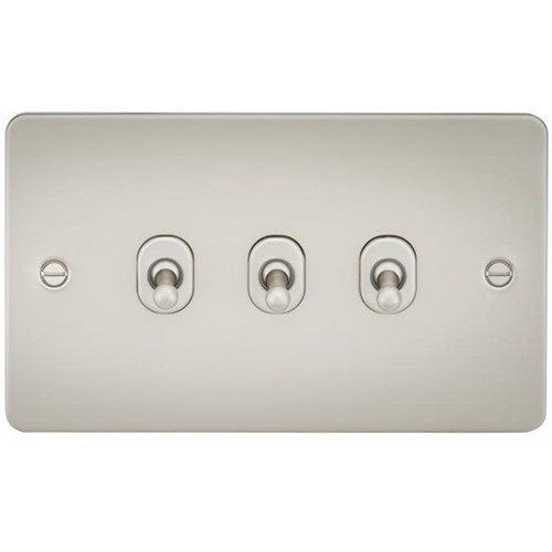Knightsbridge Flat Plate 10AX 3G 2-way toggle switch – pearl FP3TOGPL - West Midland Electrics | CCTV & Electrical Wholesaler 3