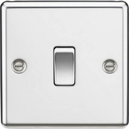 Knightsbridge 10AX 1G Intermediate Switch – Rounded Edge Polished Chrome CL12PC - West Midland Electrics | CCTV & Electrical Wholesaler