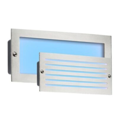 Knightsbridge 230V IP54 5W Blue LED Recessed Brick Light – Brushed Steel Fascia BLED5SB - West Midland Electrics | CCTV & Electrical Wholesaler